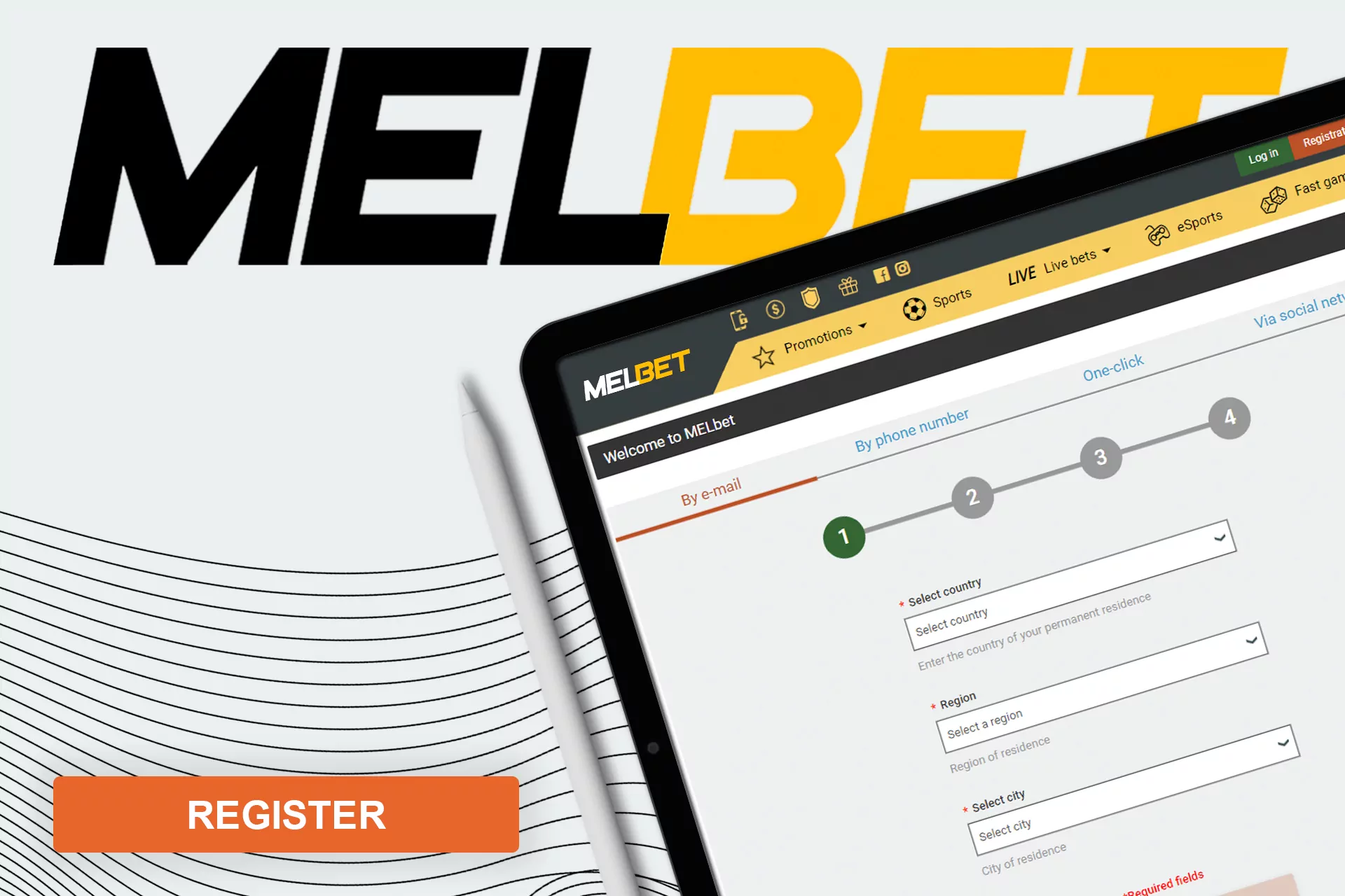 The first method of registration available at Melbet is by e-mail.