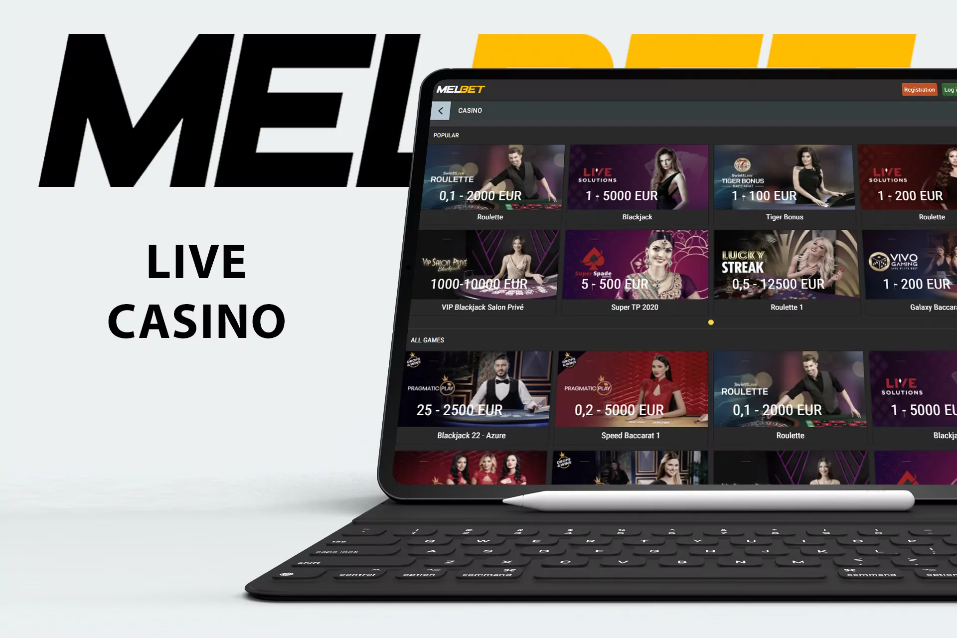 In the Live Casino, you can play online with real dealers.