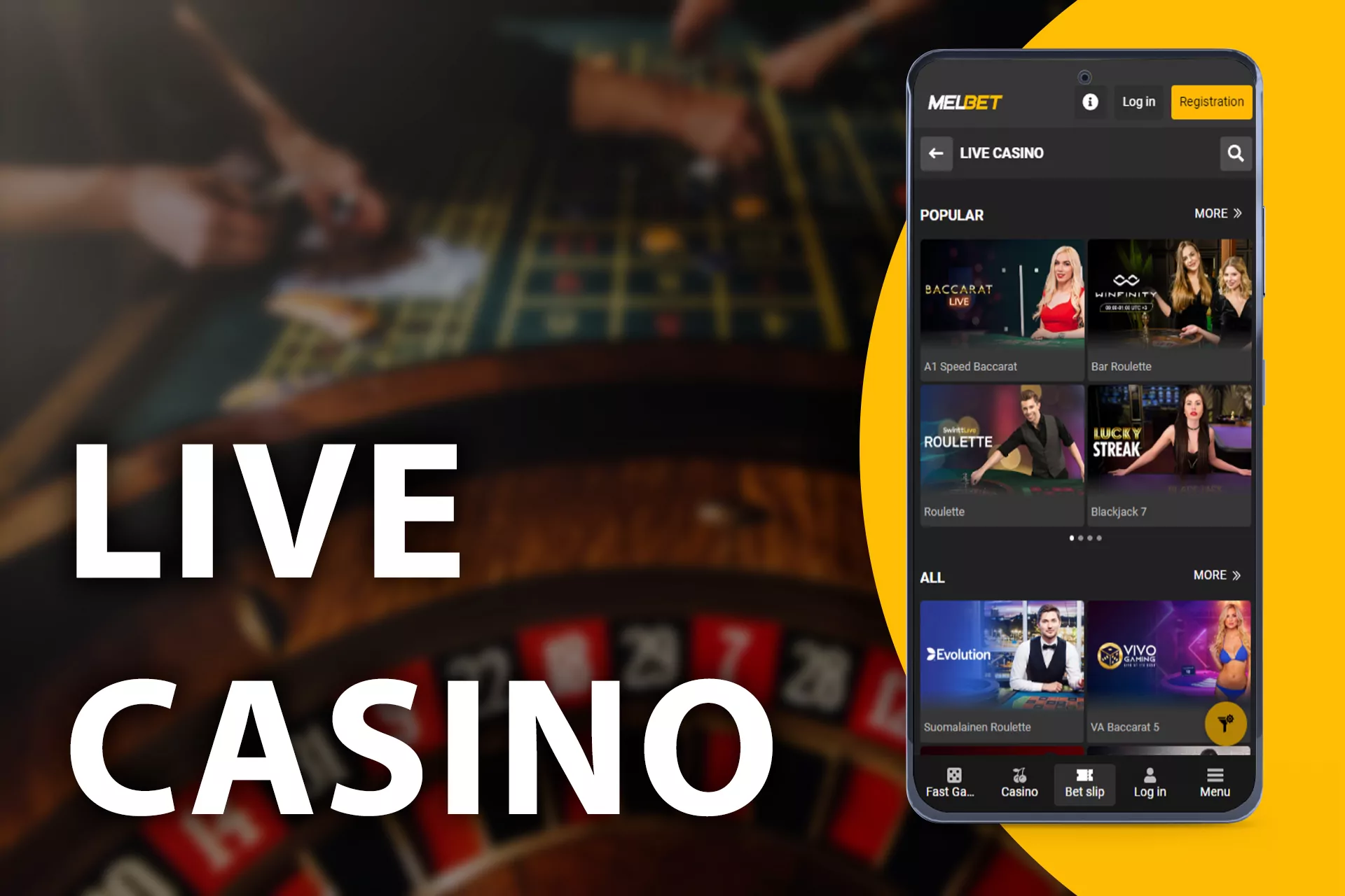 If you prefer games with a real dealer try the Live Casino.