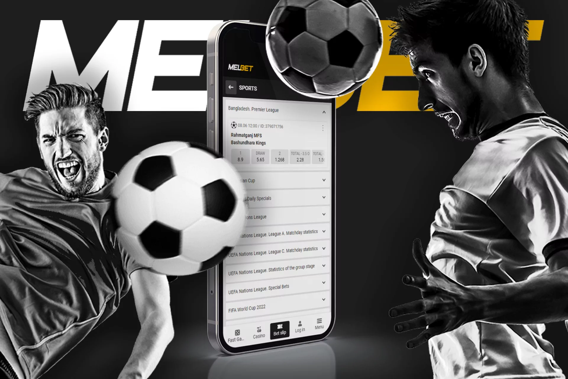 You can also place bets on football events in the Melbet app.