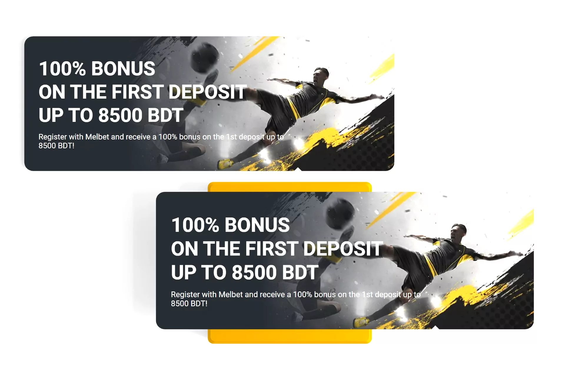 Bettors can get a special bonus from the bookmaker on their first deposit at Melbet.