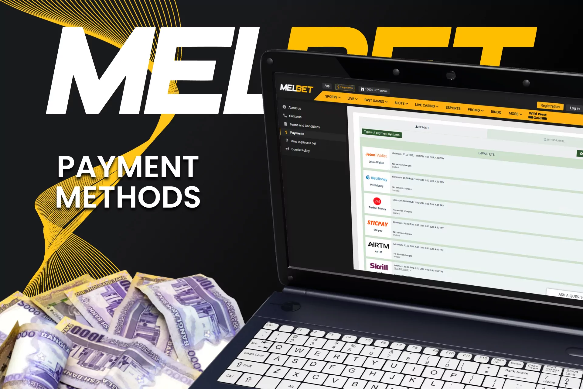 Choose a convenient way to withdraw funds from the Melbet affiliate program.