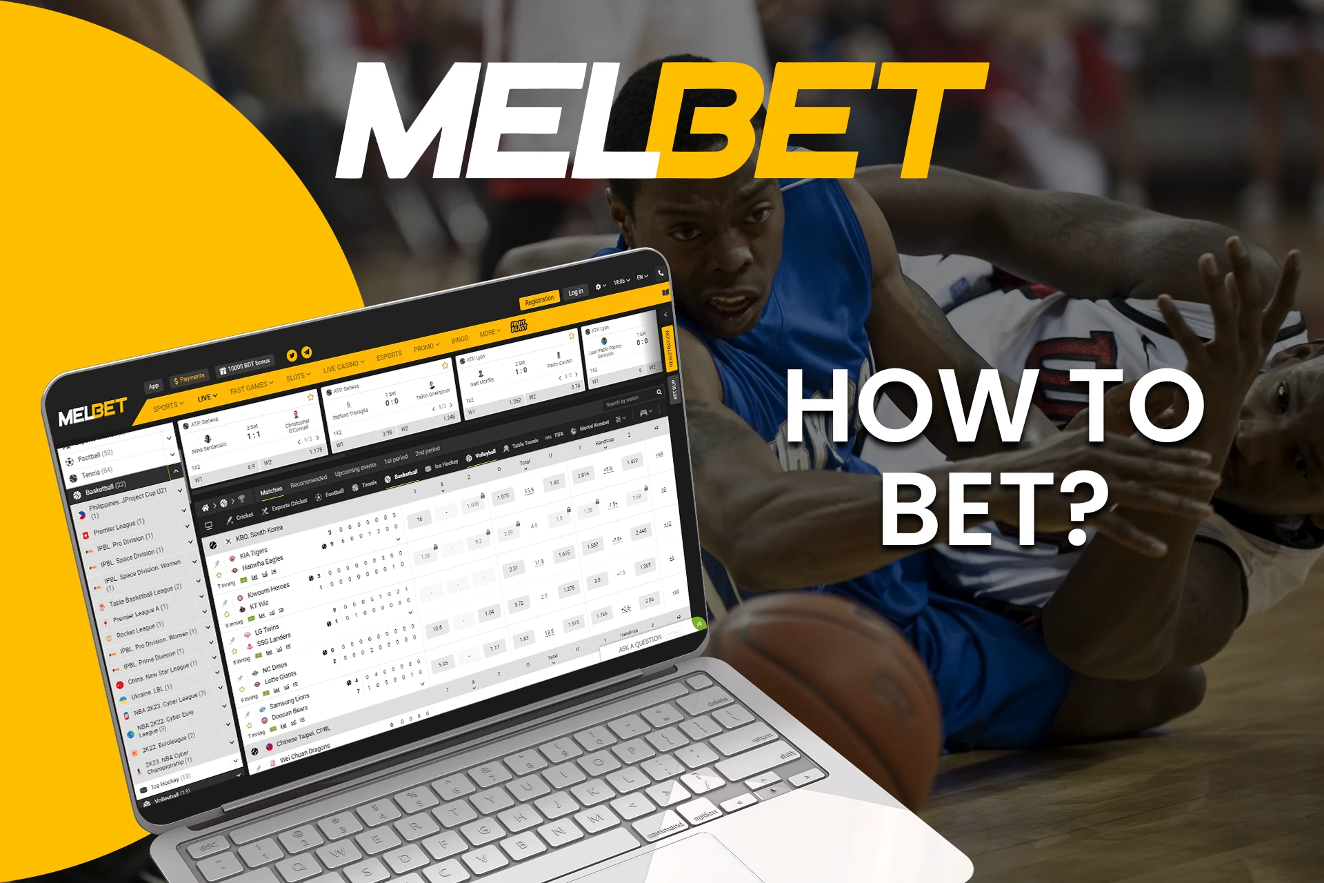 Go to the right section for betting on basketball from Melbet.