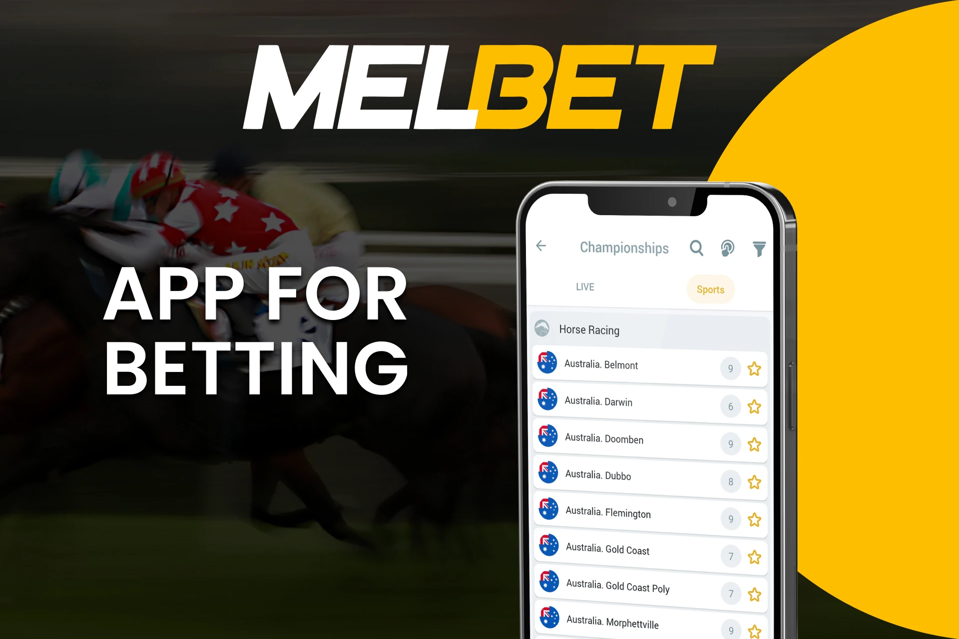 Use your phone to bet on horse races from Melbet.
