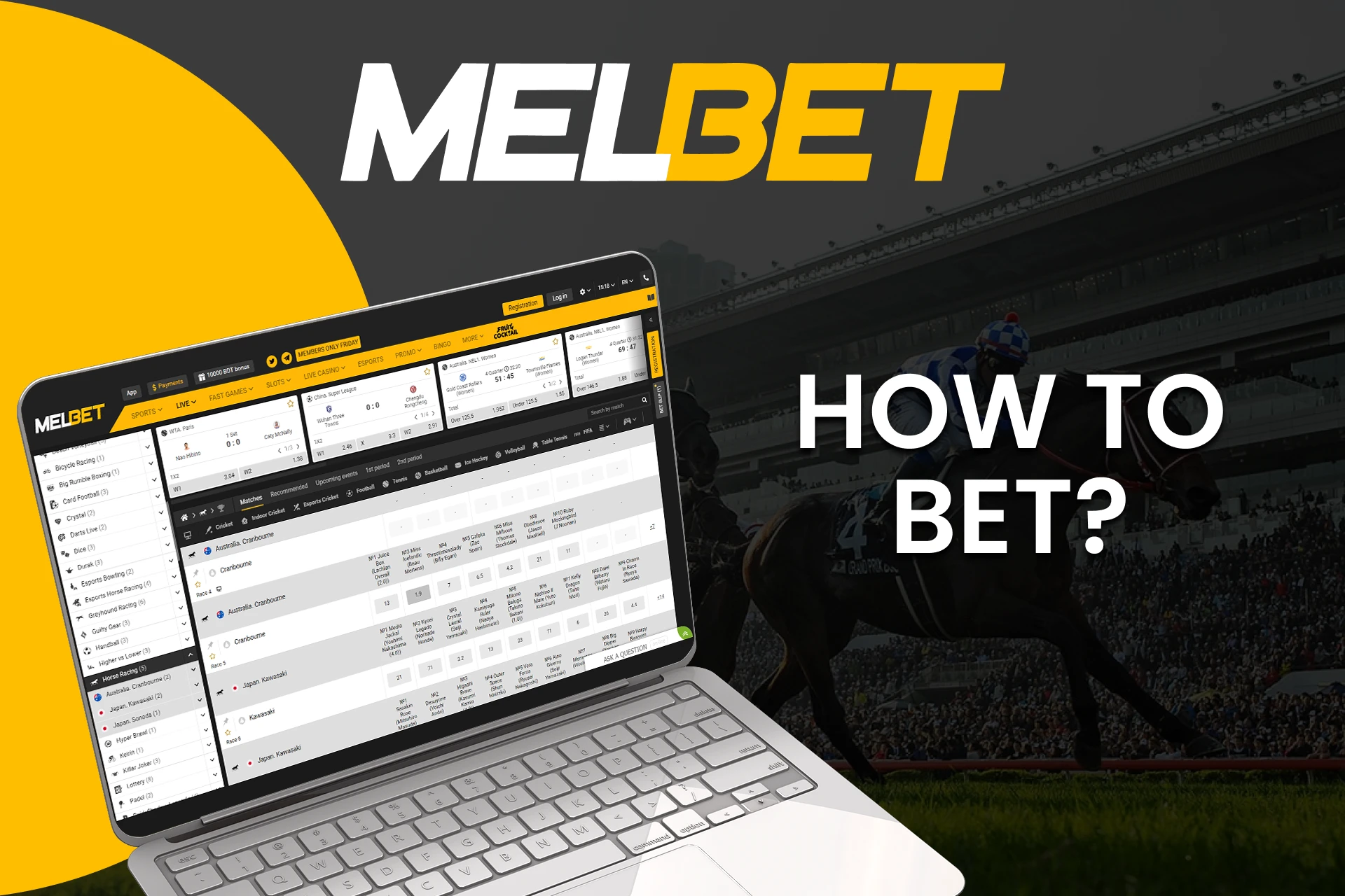 Go to the right section for betting on horse races from Melbet.