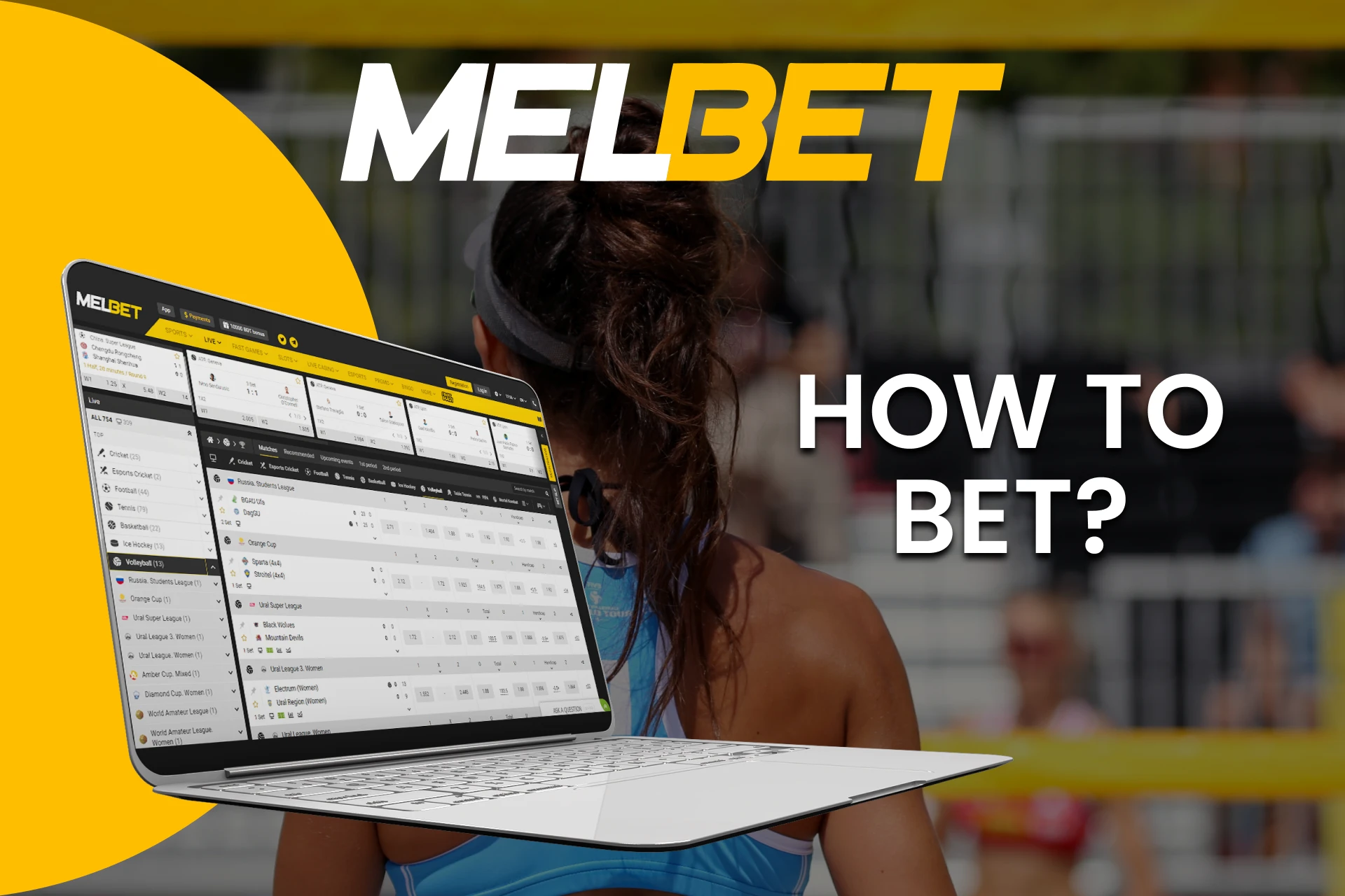 Choose the sports section for betting on volleyball from Melbet.