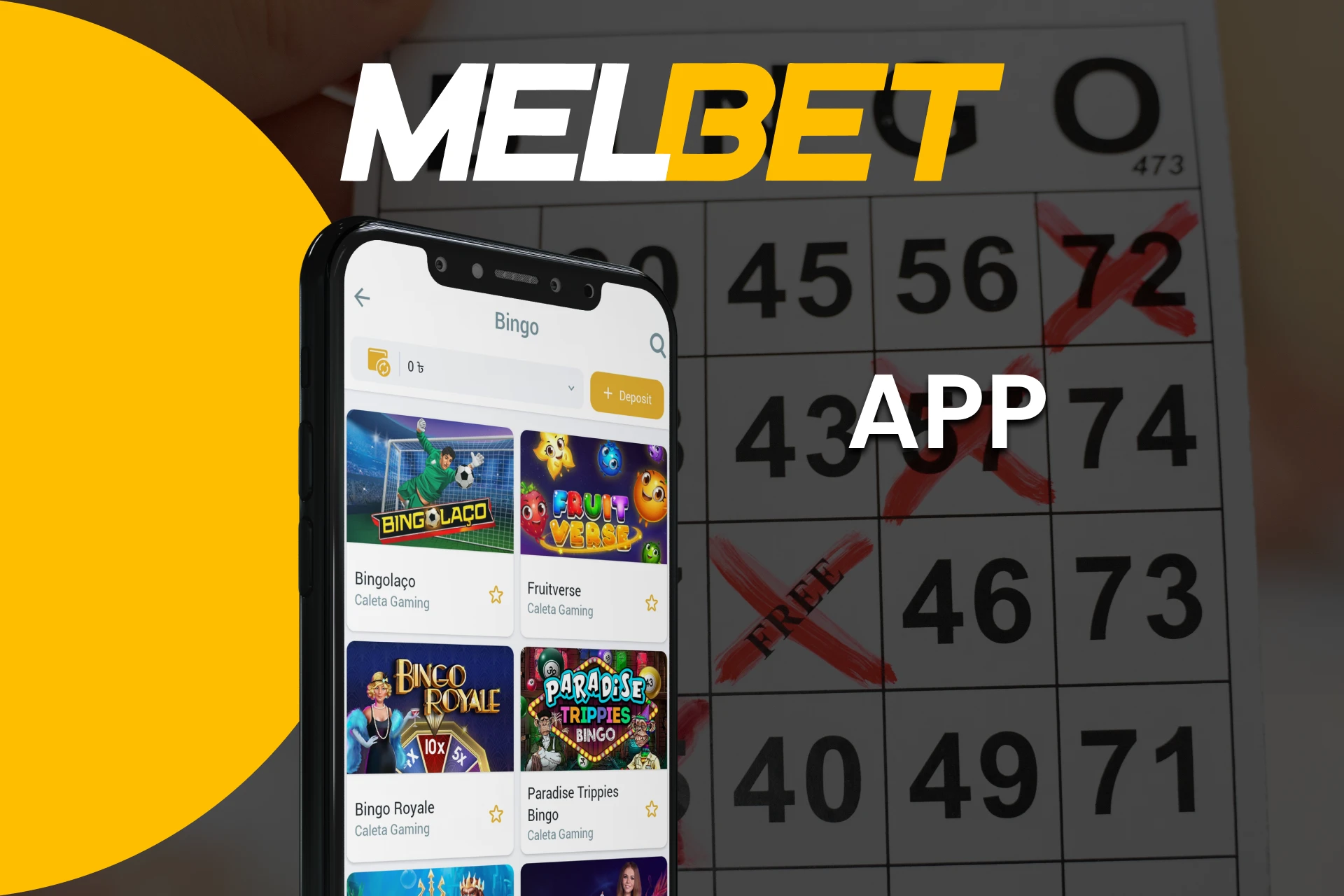 Play Bingo through the Melbet app.