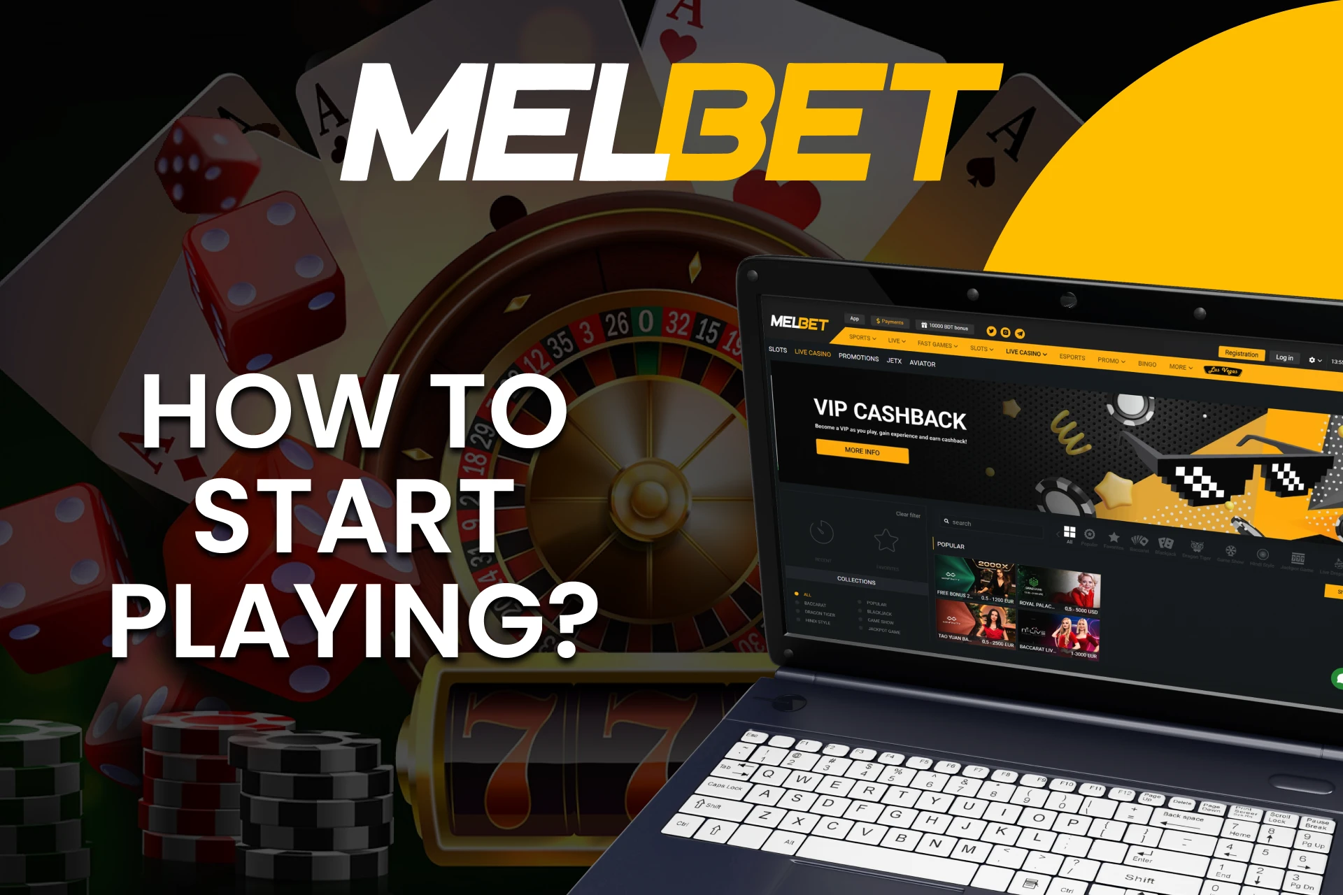 Select the desired section on the Melbet website to play Live Casino.