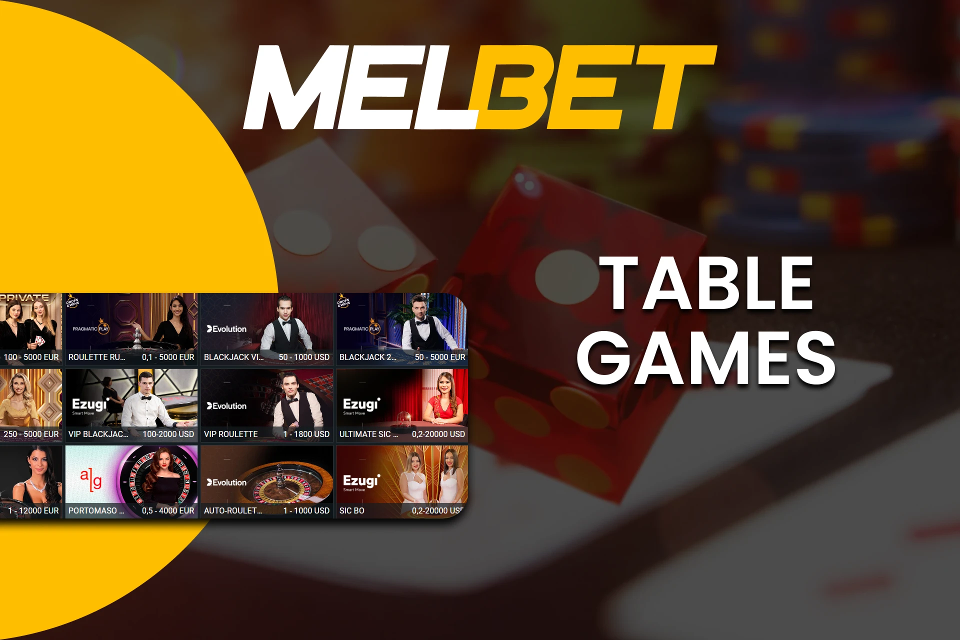 For Melbet Live Casino games, choose Table Games.