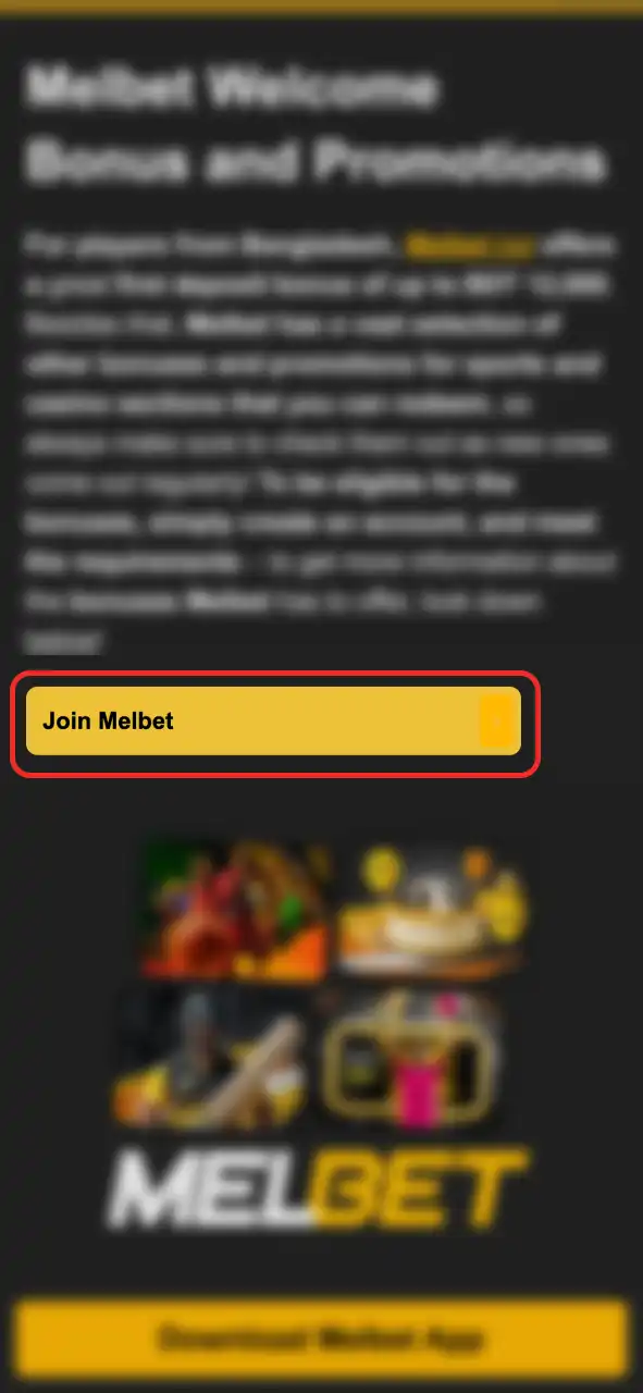 Use the registration button on our website to go to Melbet and get bonus.