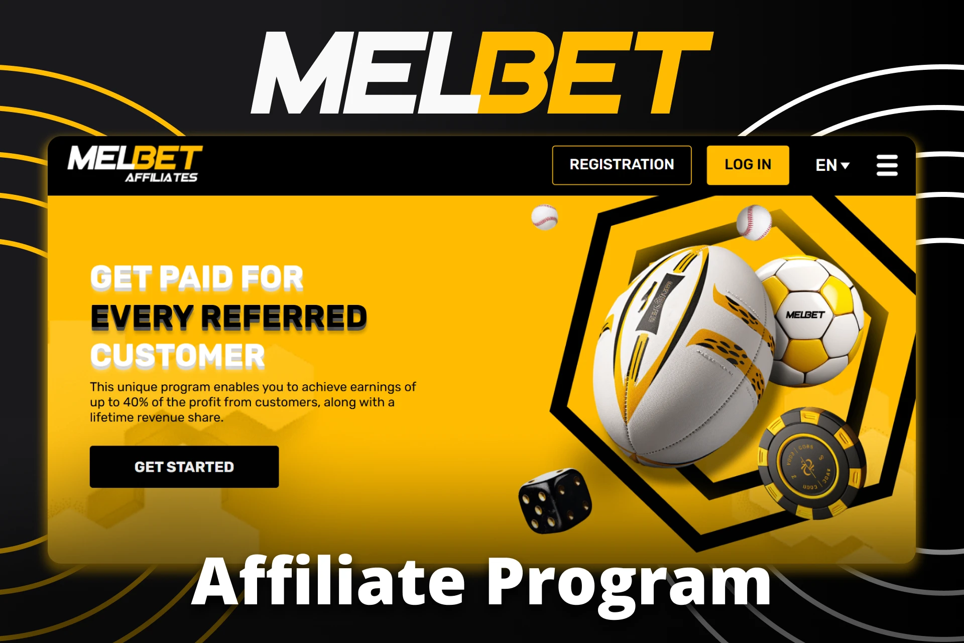 Join affiliate program and receive up to 40% commission from Melbet.