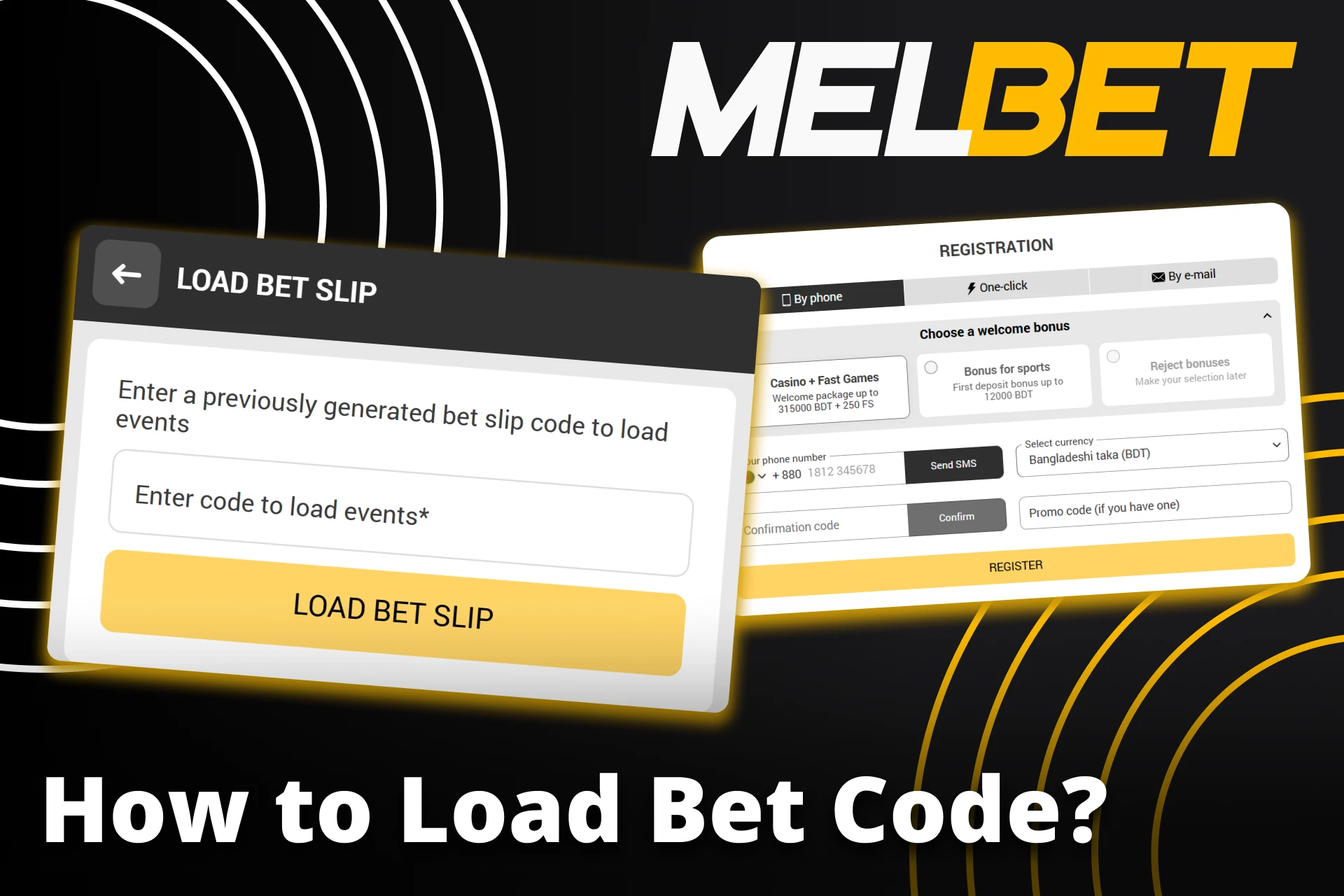 Insert a booking code in the Melbet bet slip.