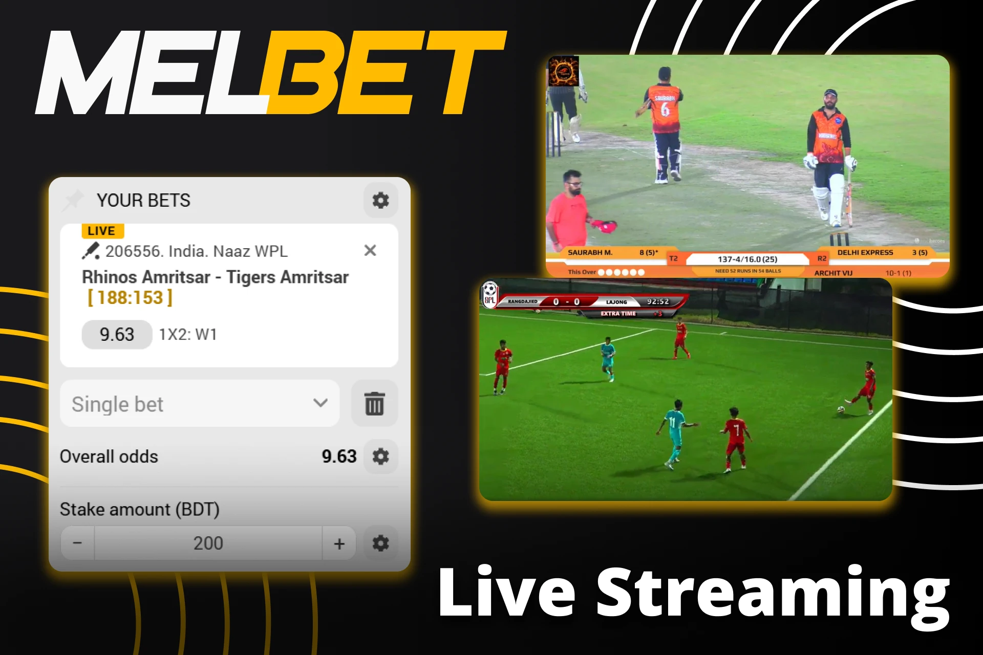 You can watch the match and place bets in the Melbet live streaming section.