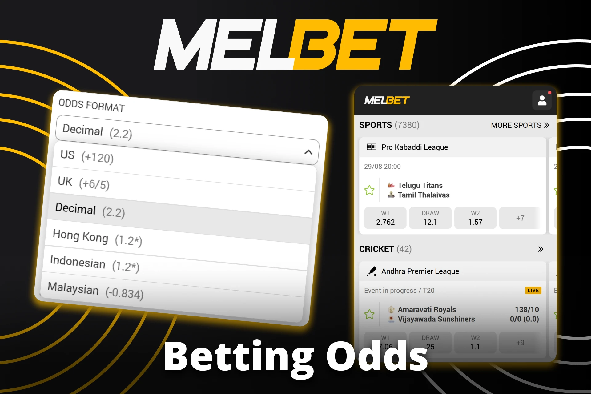Melbet has decimal, fractional, and american odds for sports betting.
