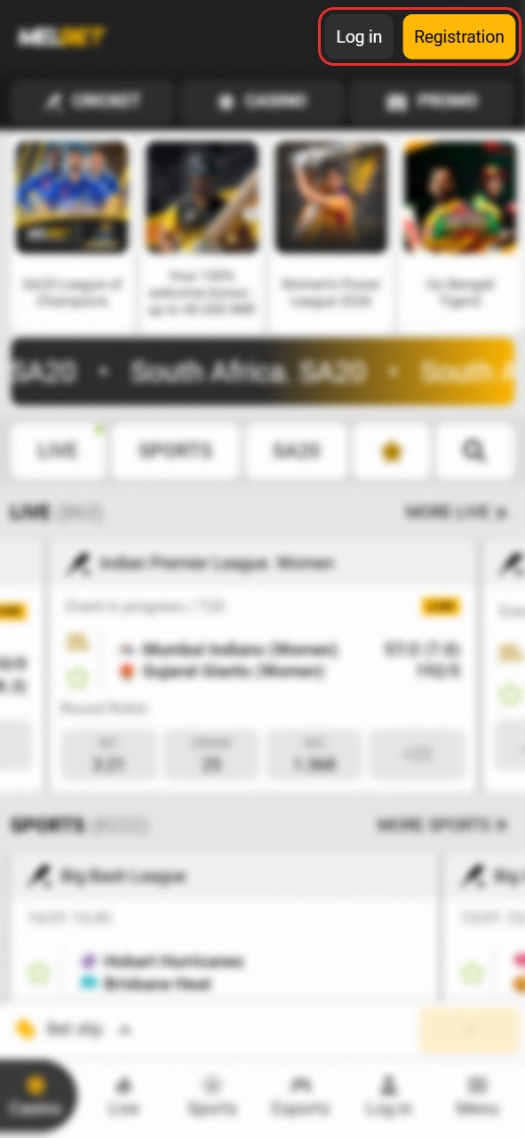 Launch and log into the Melbet Android app after installation.