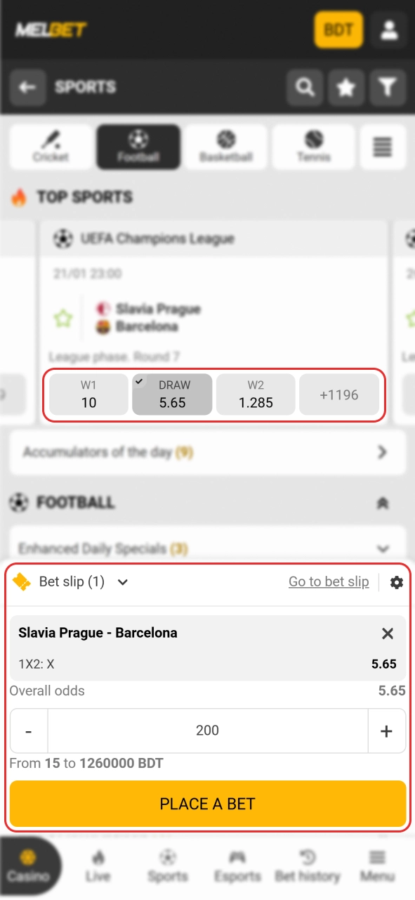 Finalize your betting slip using the Melbet site.