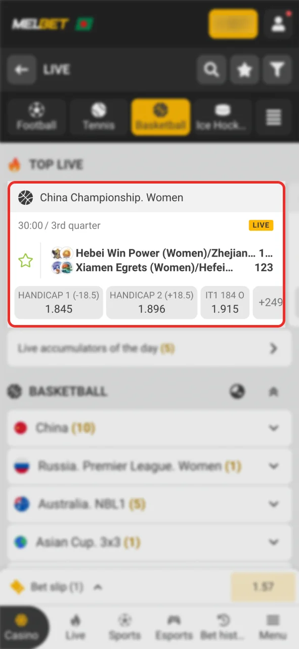 Pick a basketball match and win at Melbet.