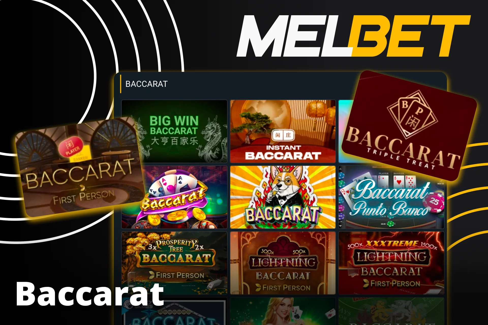Try your luck with baccarat games at Melbet.