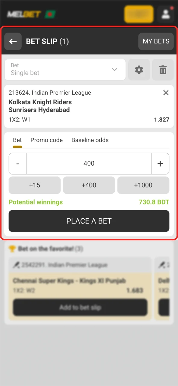 Pick your odds and place a bet at Melbet.