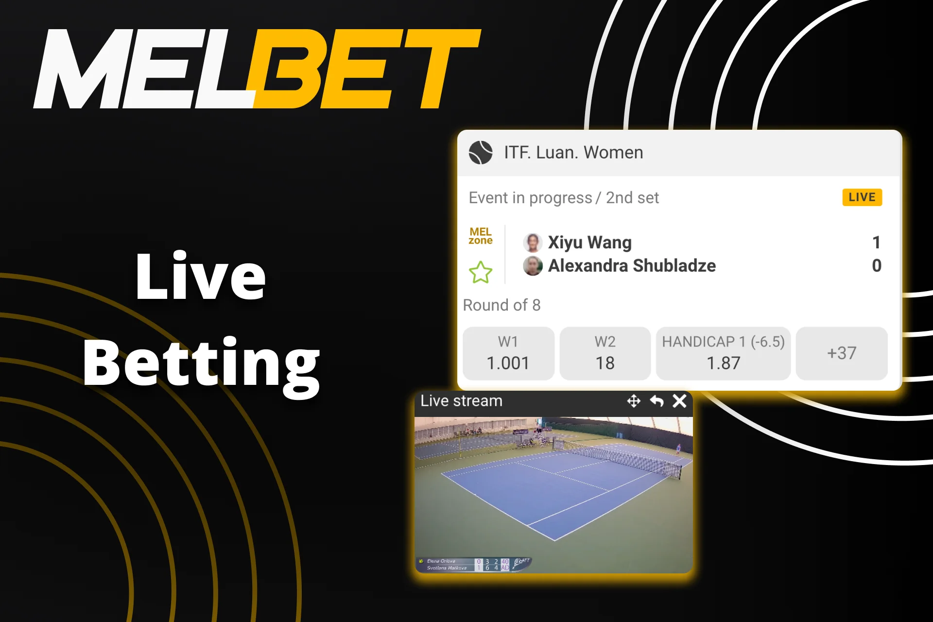 Place live tennis bets and win at Melbet.