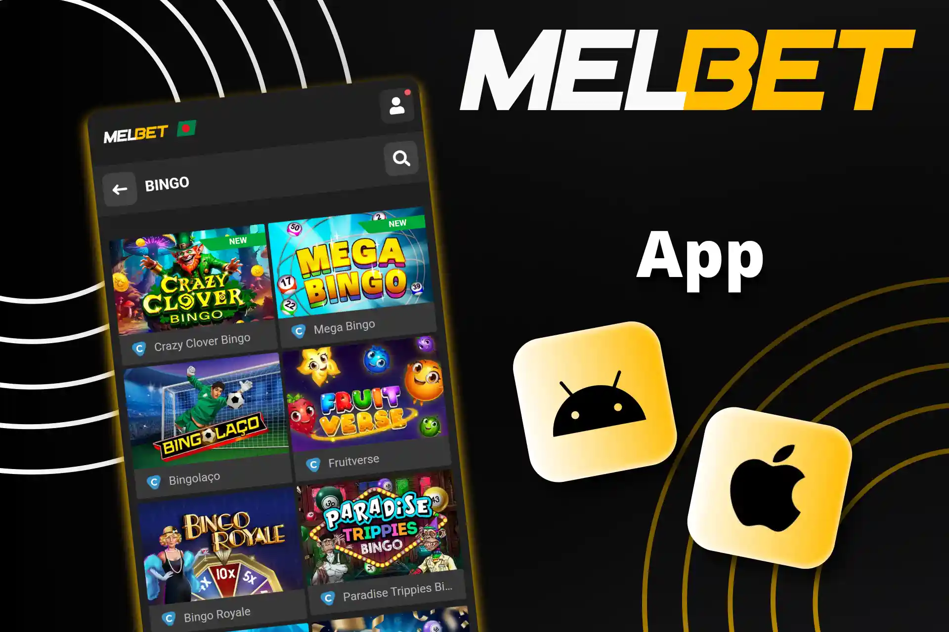 Play Bingo through the Melbet app.