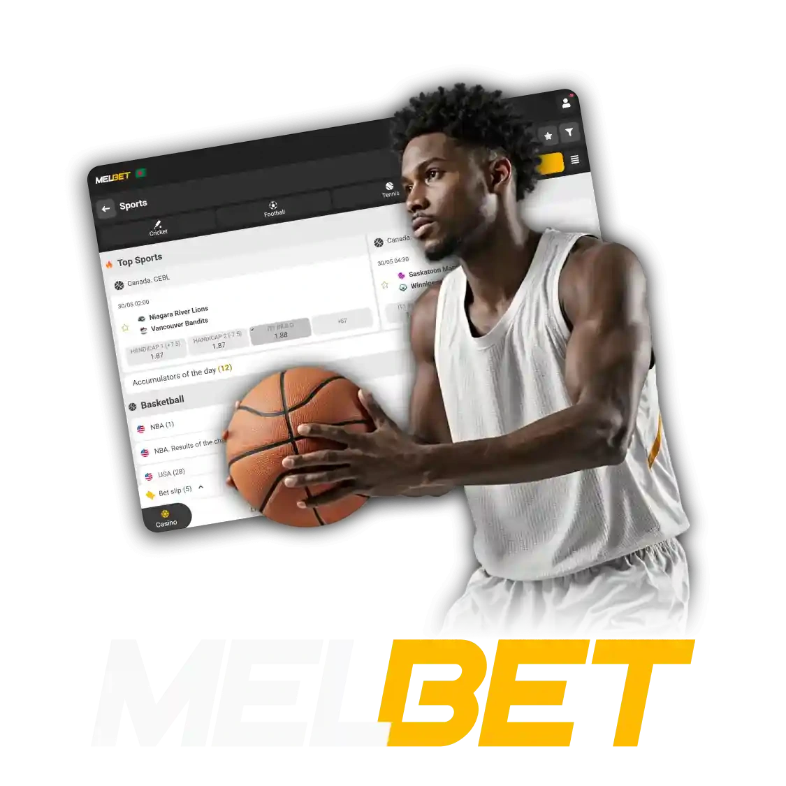 Choose Melbet for basketball betting.