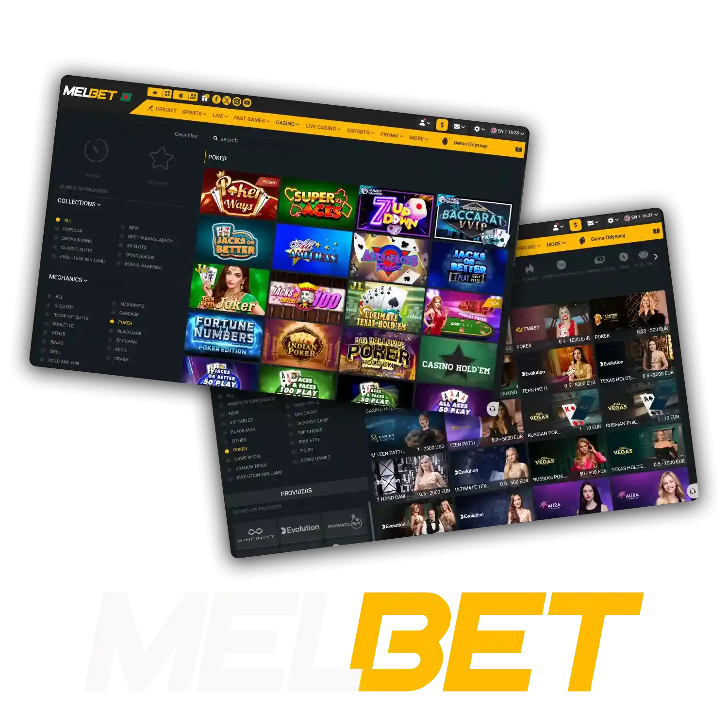 To play at Melbet, choose Poker.